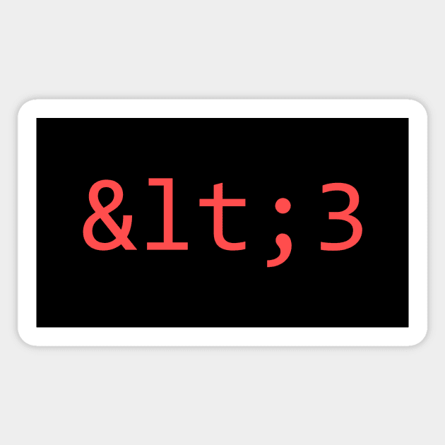 Less Than HTML Character Entity Three Sticker by Dawn Anthes